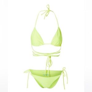 Betty Jade Neon Yellow Wrap Around Strappy Bikini Top & Bottoms
